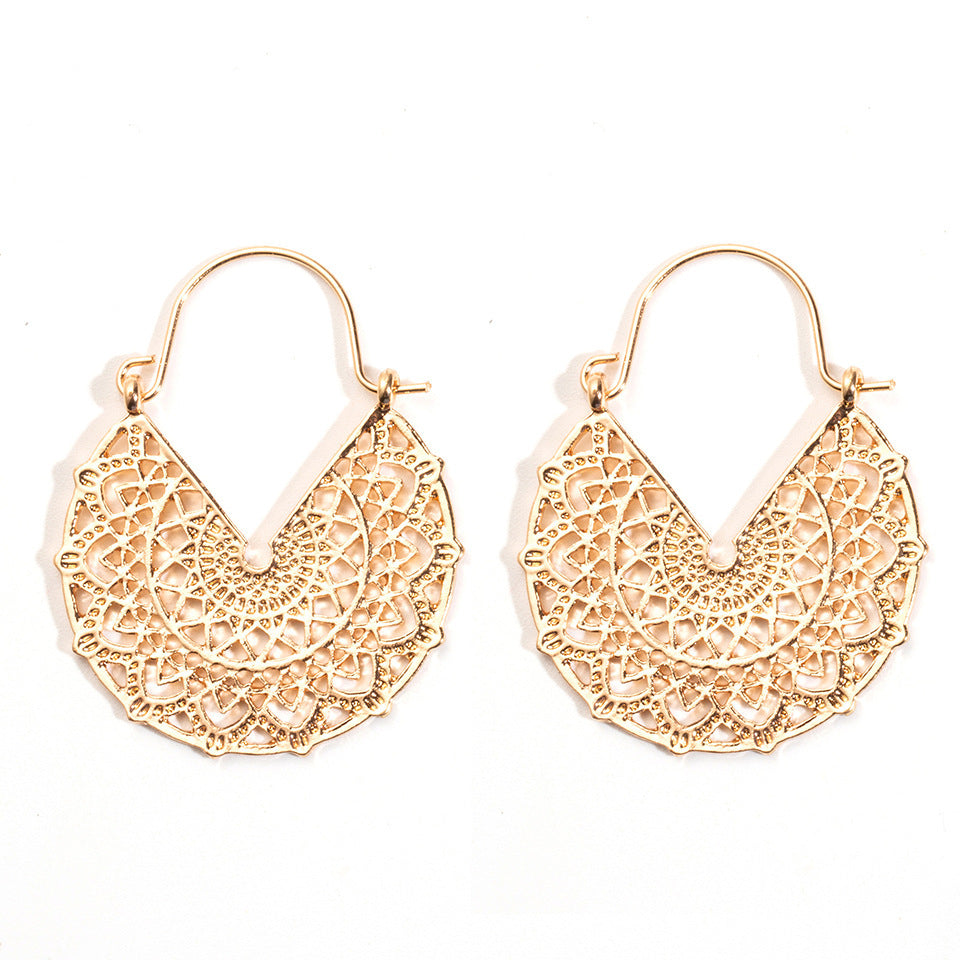 Wholesale Round Hollow Bohemian Alloy Earrings