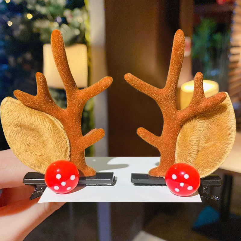 Wholesale Soft Clay Christmas Antler Hair Clips