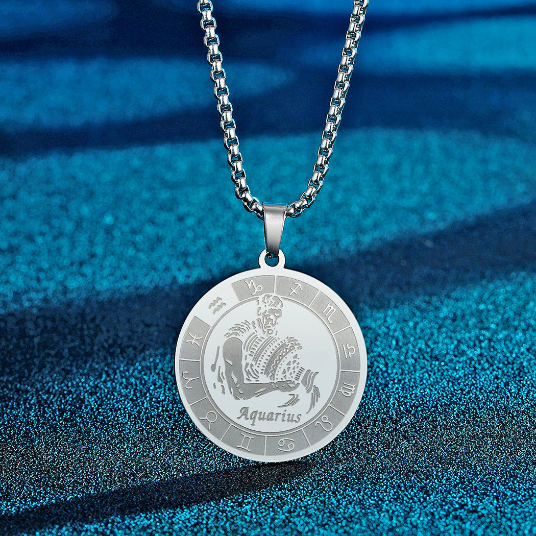 Venta al por mayor collar colgante de acero inoxidable 12 constelaciones