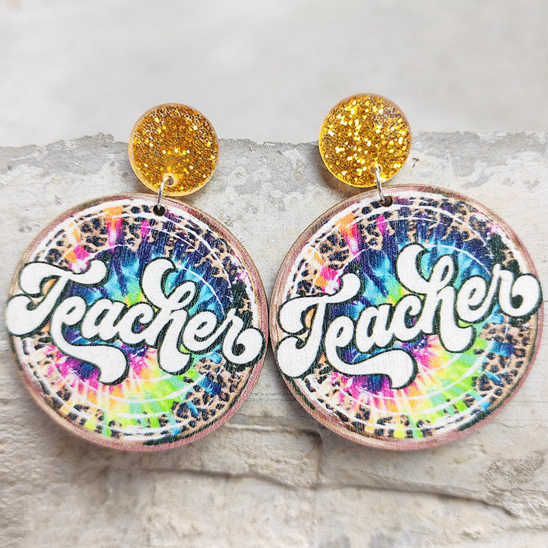 Venta al por mayor Pendientes 2 Pares Madera Acrílico Acero Aguja Brillo Maestro OLY-ES-HY005