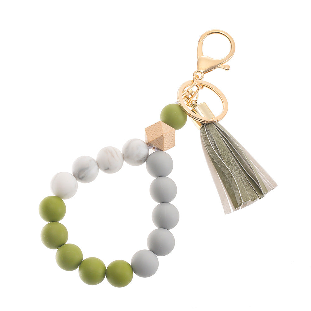 Wholesale Colorful Silicone Beaded Wrist Keychain