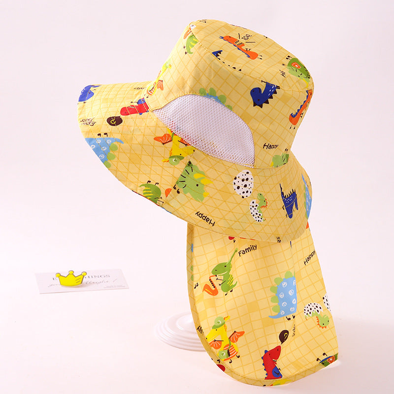 Venta al por mayor de sombreros de pescador de niños de dinosaurio de dibujos animados de algodón