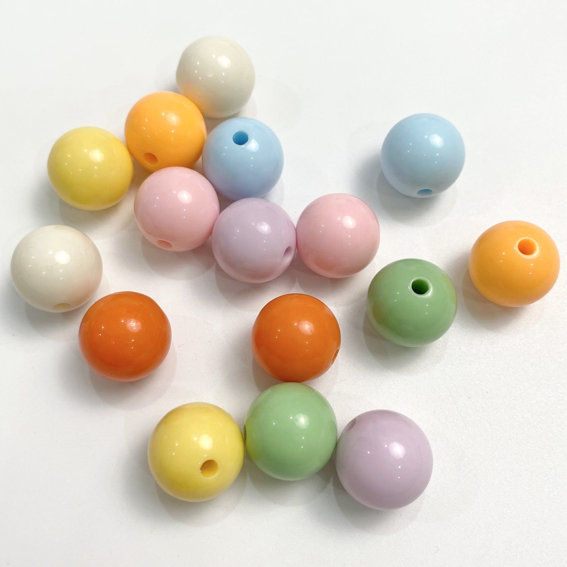 Wholesale 10pcs/pack Creamy Straight Hole Solid Color Round Beads