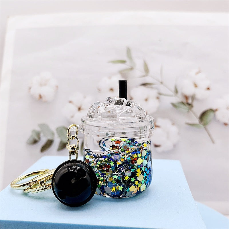 Llavero creativo al por mayor de la botella de la deriva del aceite luminoso de acrílico