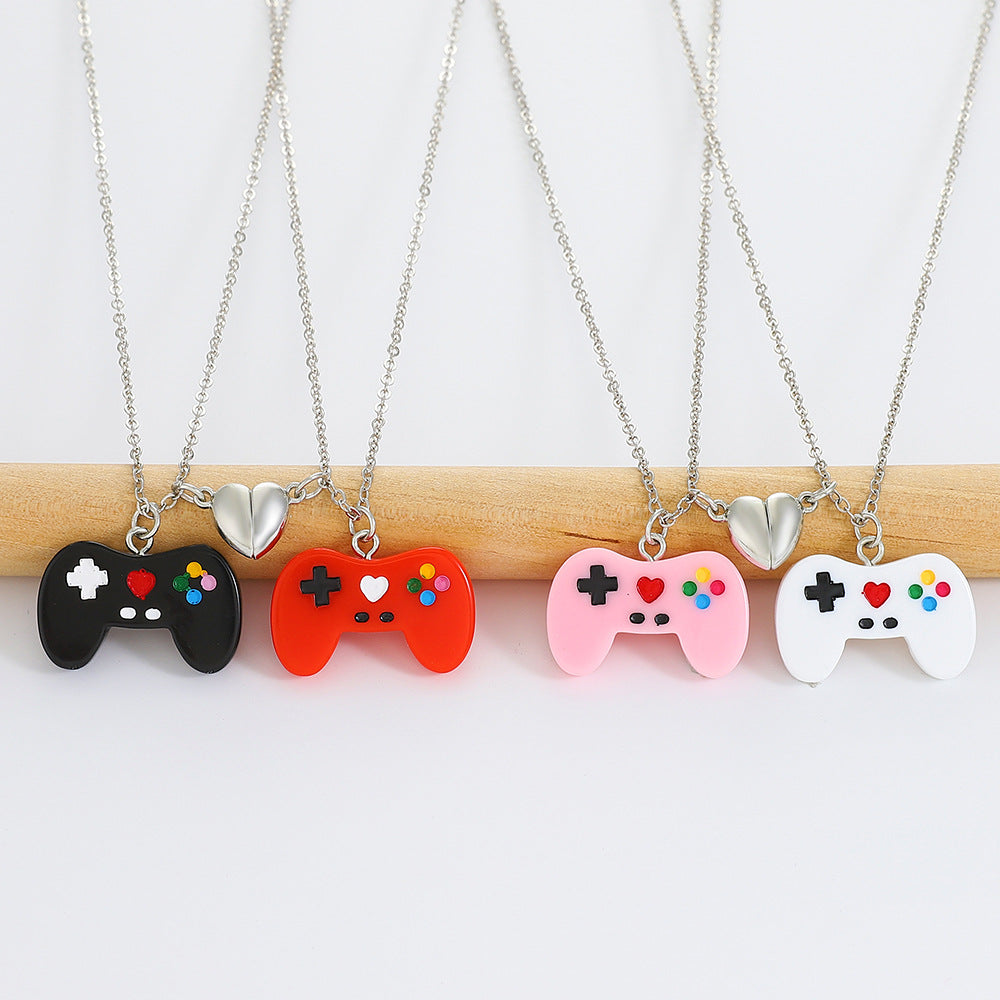 Wholesale Resin Creative Game Machine Handle Magnetic Attraction Pendant Necklace