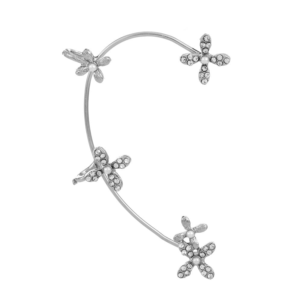 Venta al por mayor Pendientes de aleación de manguito de oreja de mariposa de diamante