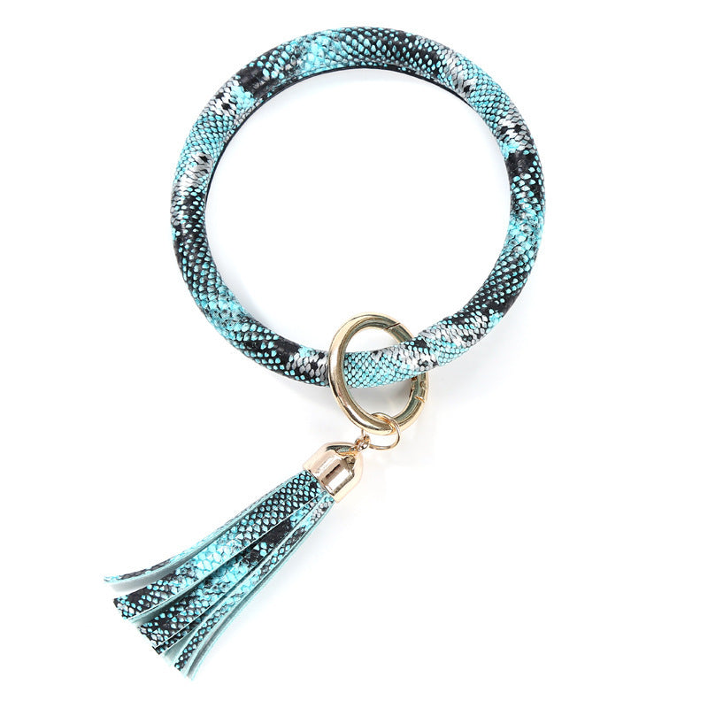 Wholesale PU Leather Snake Pattern Wrist Keychain