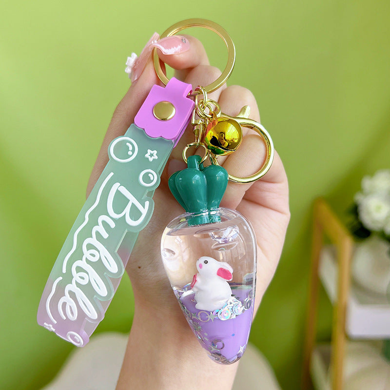 Comercio al por mayor Acrílico Aceitado Conejo Zanahoria Llavero Creativo