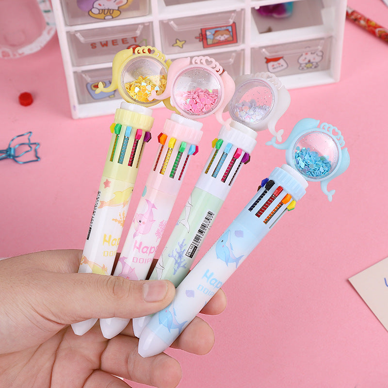 Plástico al por mayor de plástico pequeño delfín diez colores bolígrafo