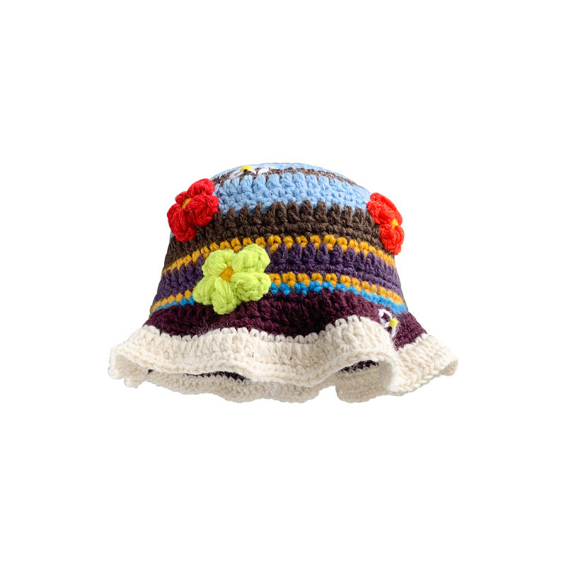 Wholesale Cotton Floral Knitted Bucket Hat
