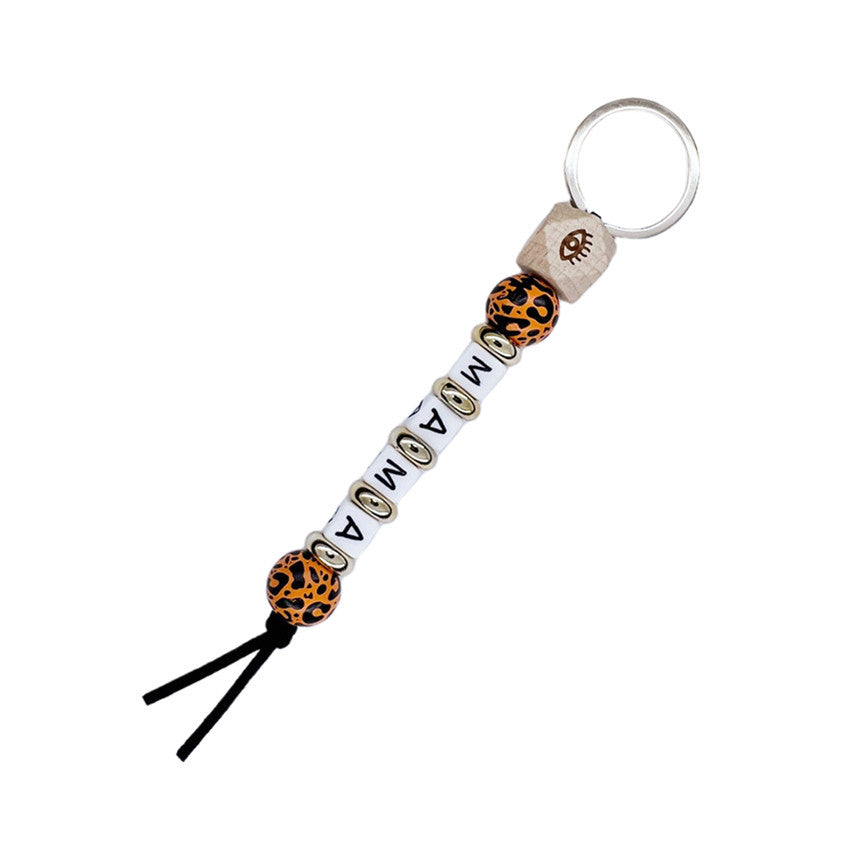 Mala Mamá Día de la Madre Leopardo Bead Bead Keychain