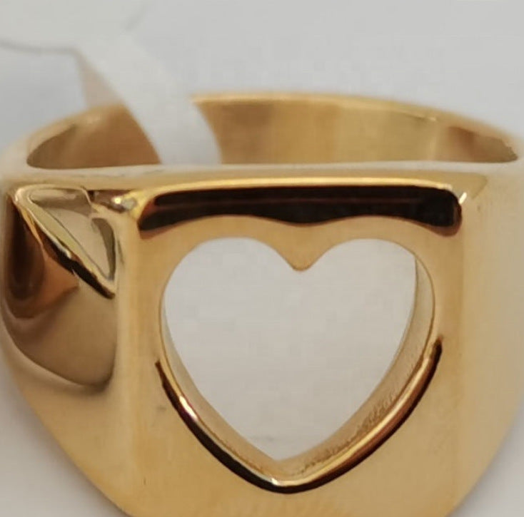 Wholesale Stainless Steel 18k Gold Plated Thick Heart Ring