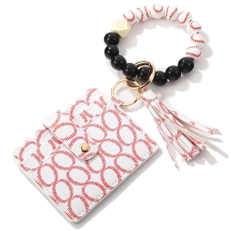 Wholesale Tassel Card Bag Silicone Beaded Wrist Key Chain