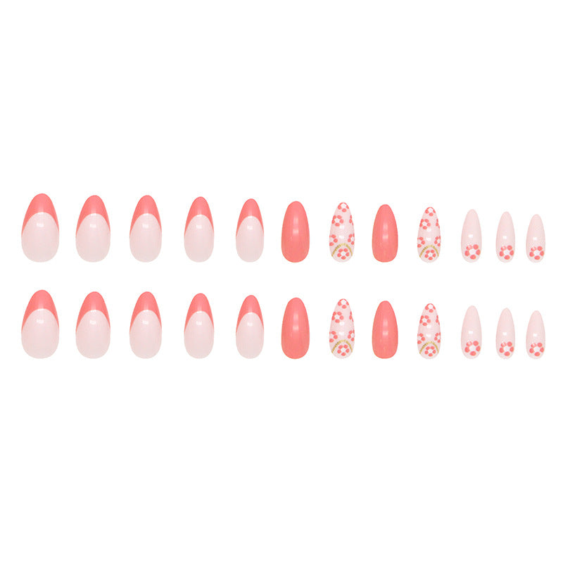 Wholesale Resin Small Flower Almond Manicure 24 Pieces Box