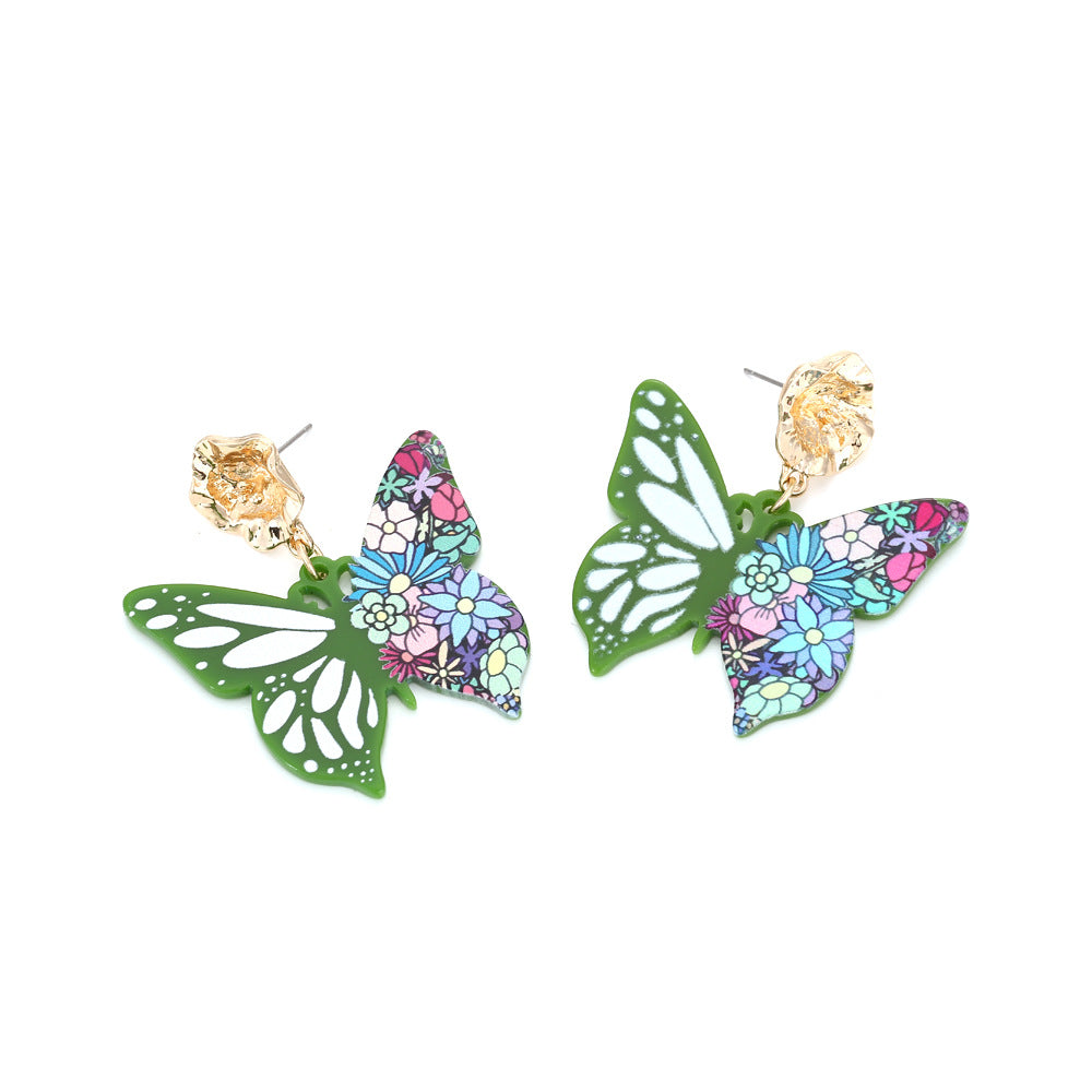 Pendientes De Mariposa De Acrílico De Colores al por mayor