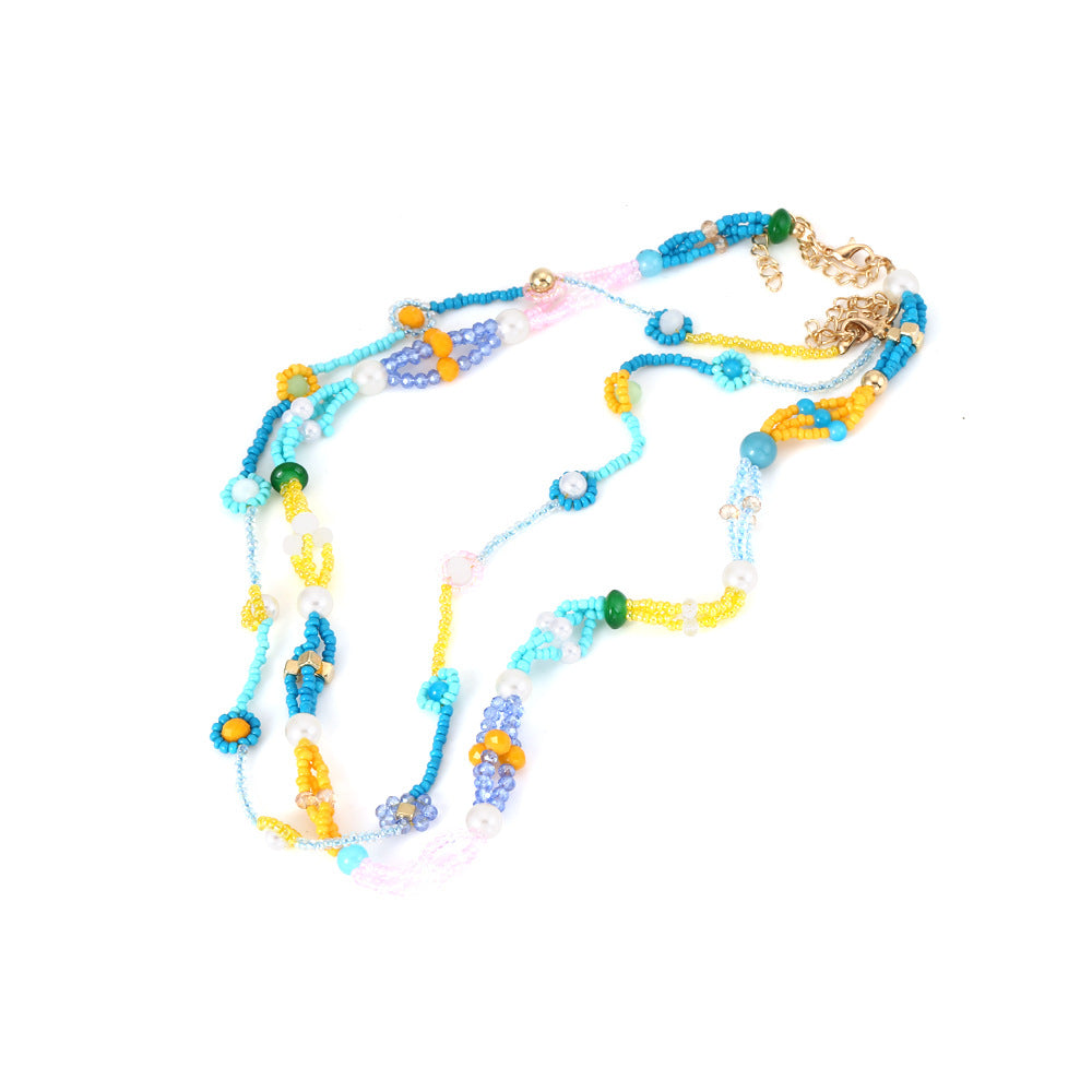Collar con cuentas de resina bohemia al por mayor con collar plegable multicapa