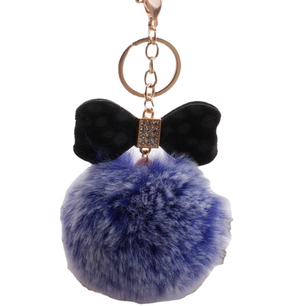 Wholesale Plush Leopard Diamond Bow Keychain