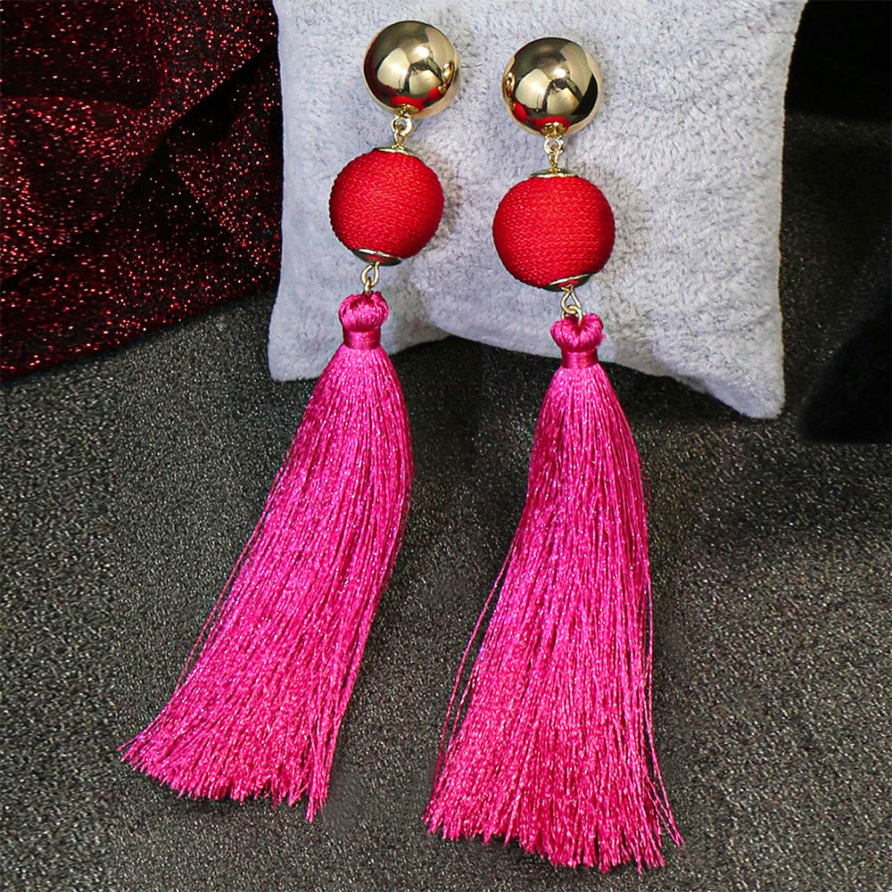 Venta al por mayor Pendientes de aleación de borla hechos a mano bohemios