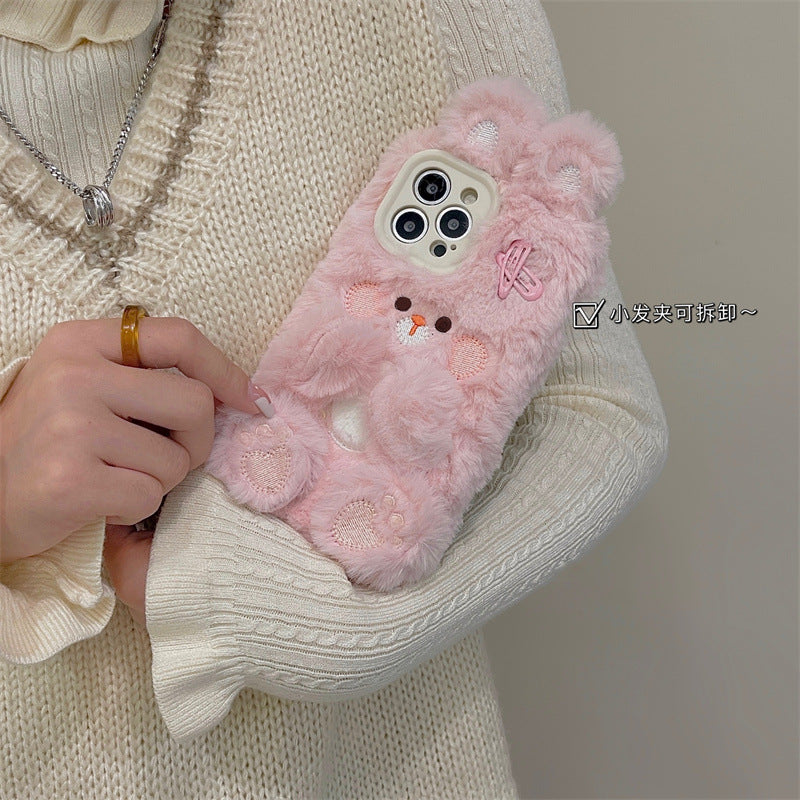 Venta al por mayor Caja Del Teléfono De La Felpa Del Conejito Rosa De La Horquilla