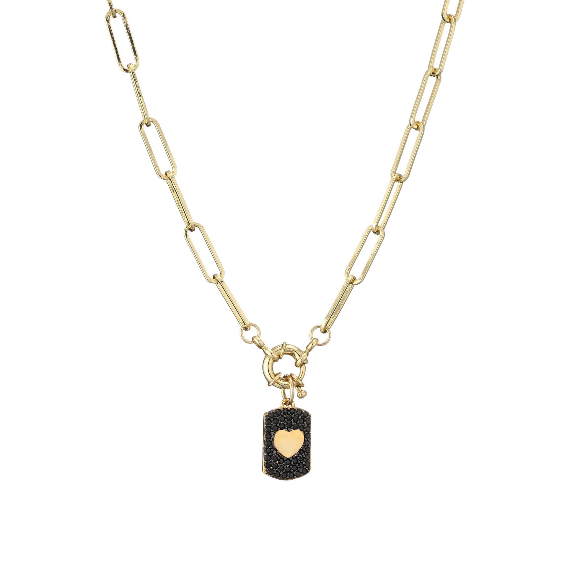 Collar con colgante de corazón de estrella de cinco puntas de dos colores de cobre al por mayor