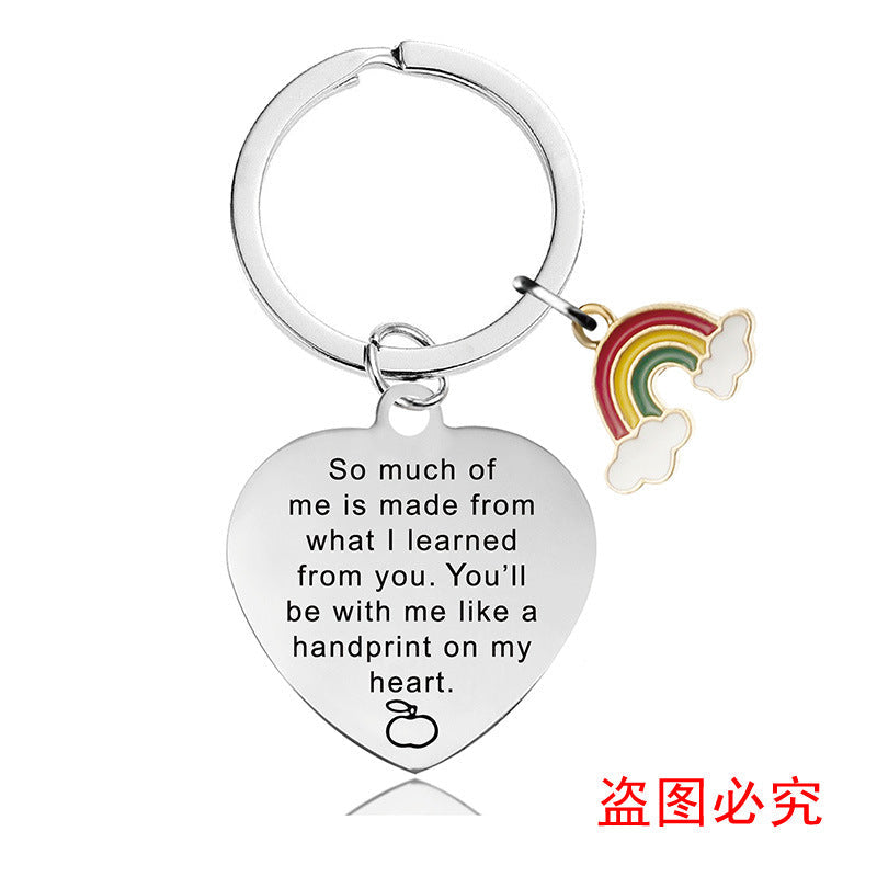 Wholesale Teacher's Day Stainless Steel Keychain Thanksgiving