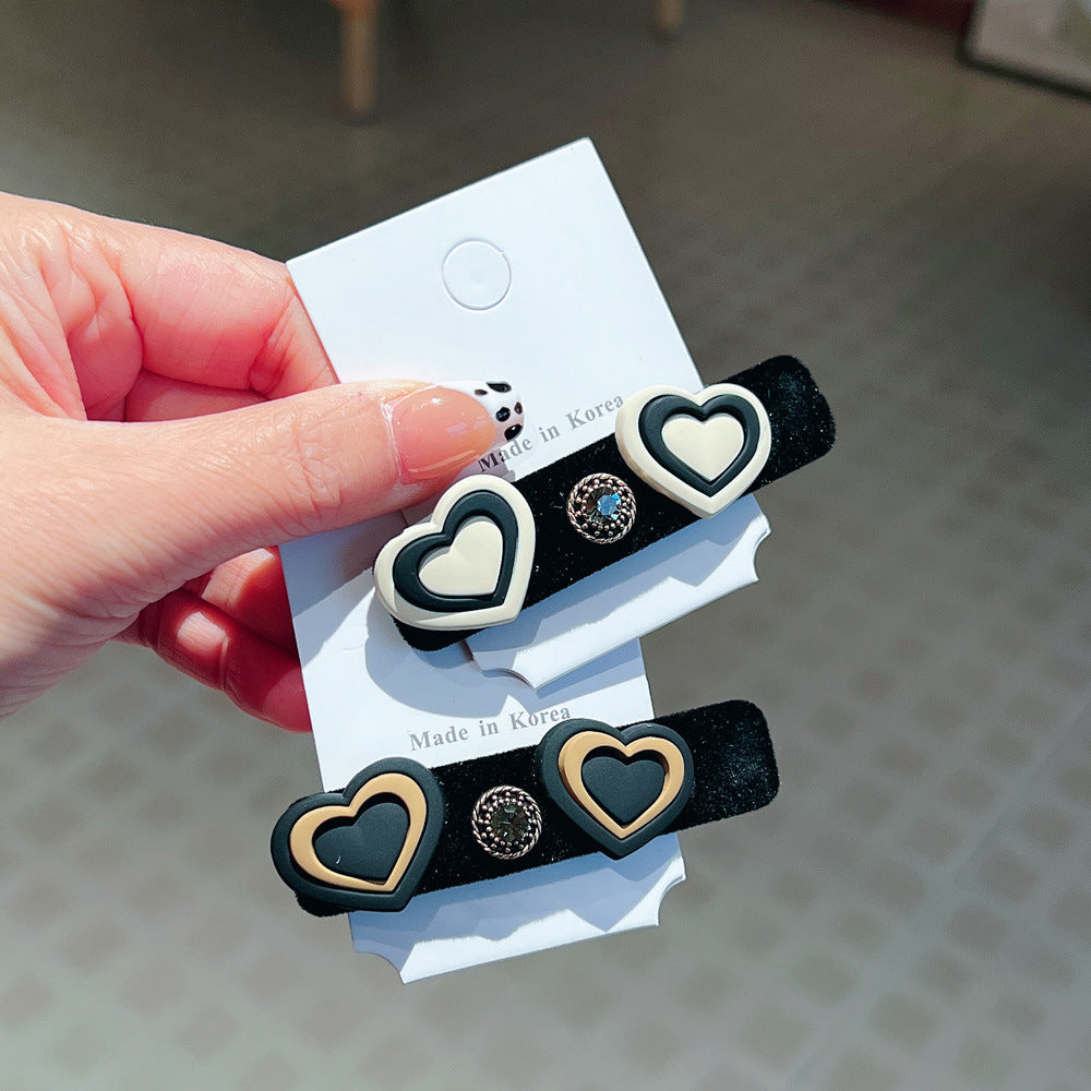 Wholesale Flocking Double Heart BB Hair Clips
