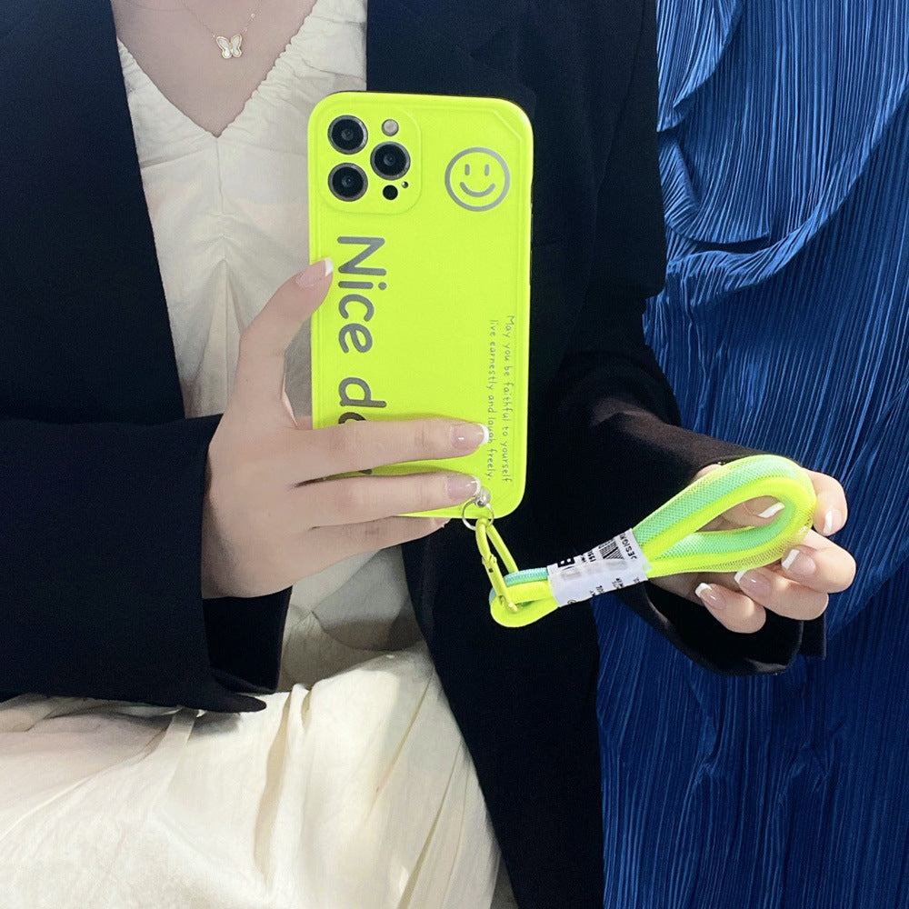Wholesale TPU English Smiley Fluorescent Color Bracelet Soft Phone Case