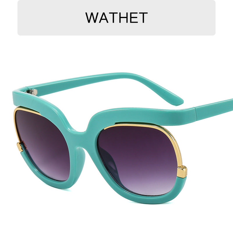 Wholesale PC Contrasting Color Big Frame Round Sunglasses