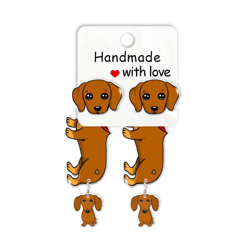 Wholesale Cartoon Cute Animal Dachshund Acrylic Earrings