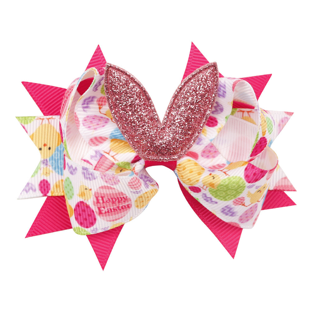 Wholesale Easter Kids Bows Cloth Hair Clips