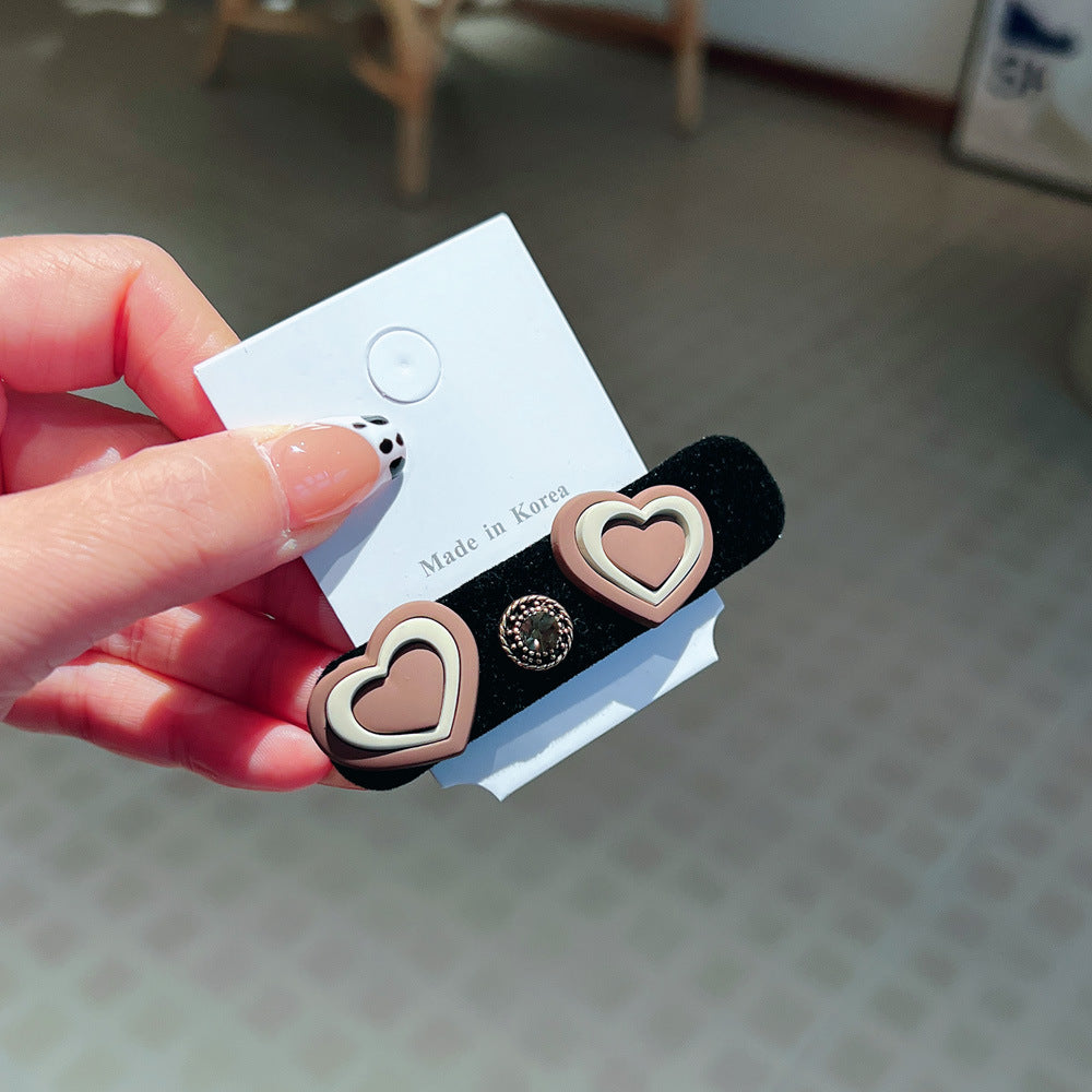 Wholesale Flocking Double Heart BB Hair Clips