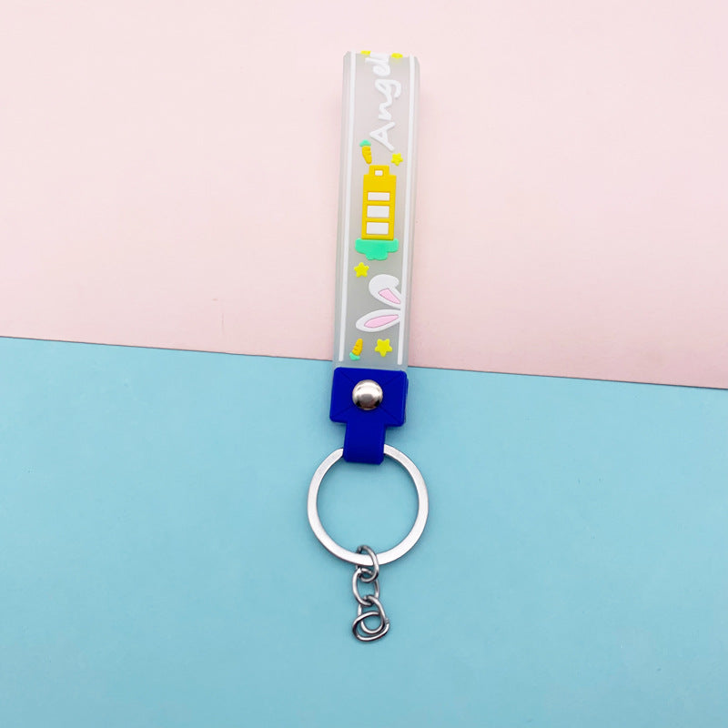 Wholesale Jelly Color Rabbit Ears Soft PVC Lanyard Keychains