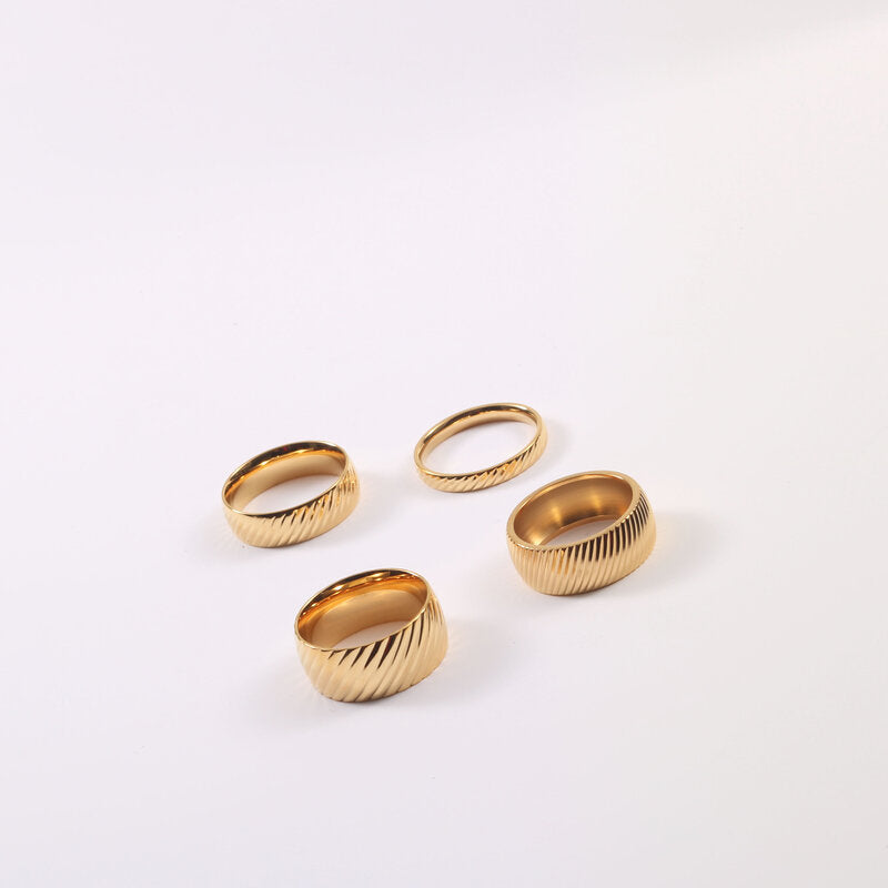 Wholesale Vintage Twist Gold Titanium Steel Rings