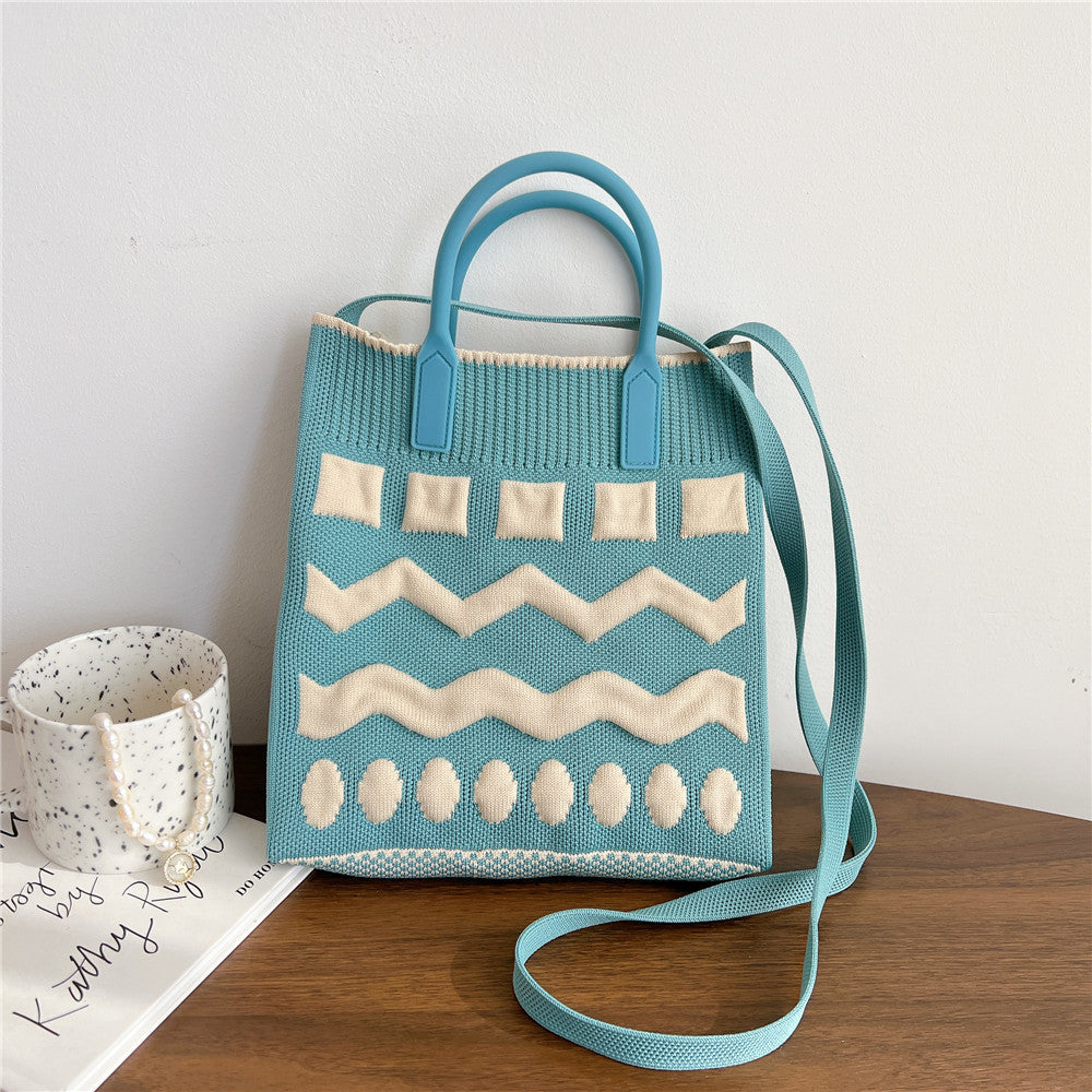 Bolsas de punto de punto bicolor de poliéster al por mayor