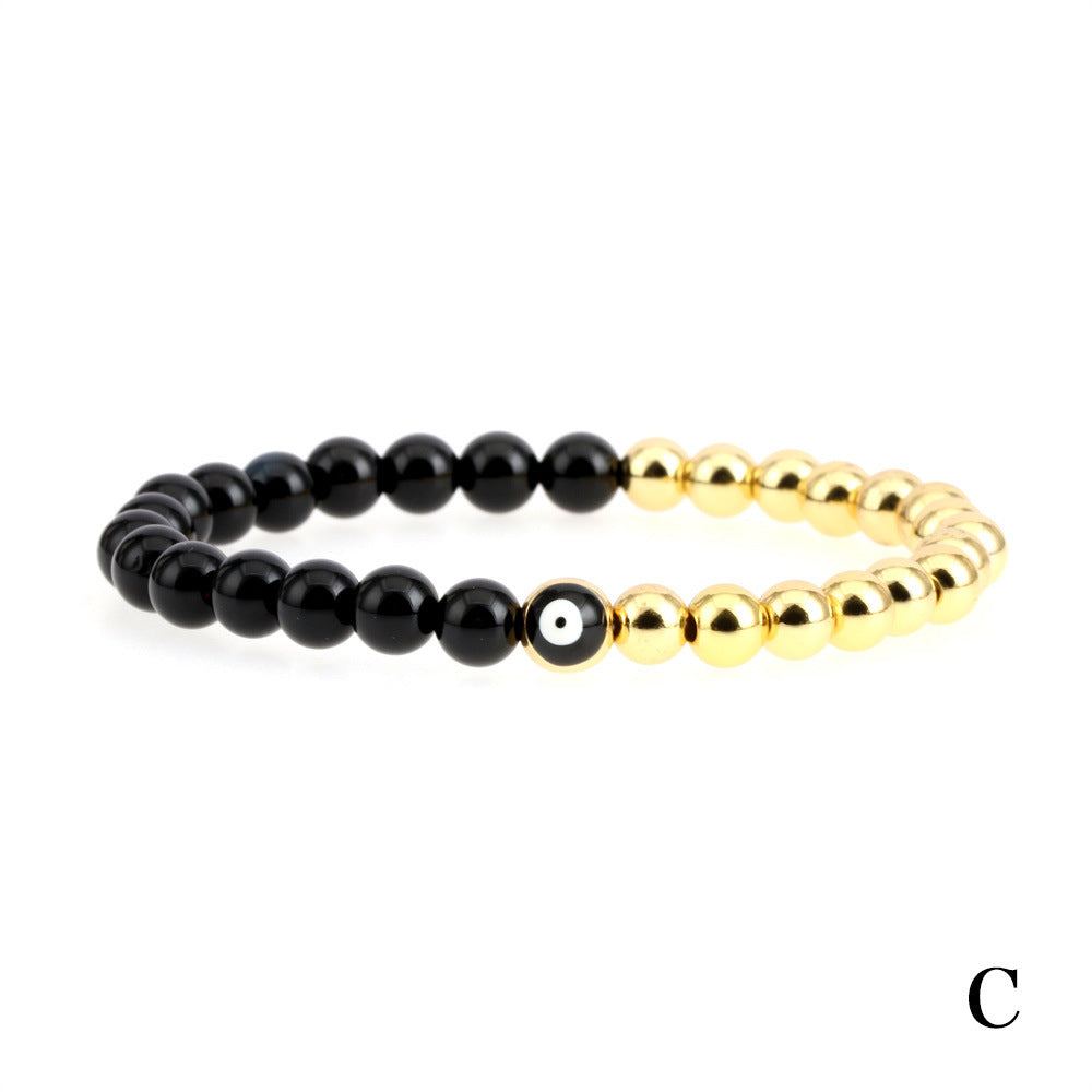 Wholesale Jewelry Devil's Eye Black Onyx Stone Copper Beaded Bracelets