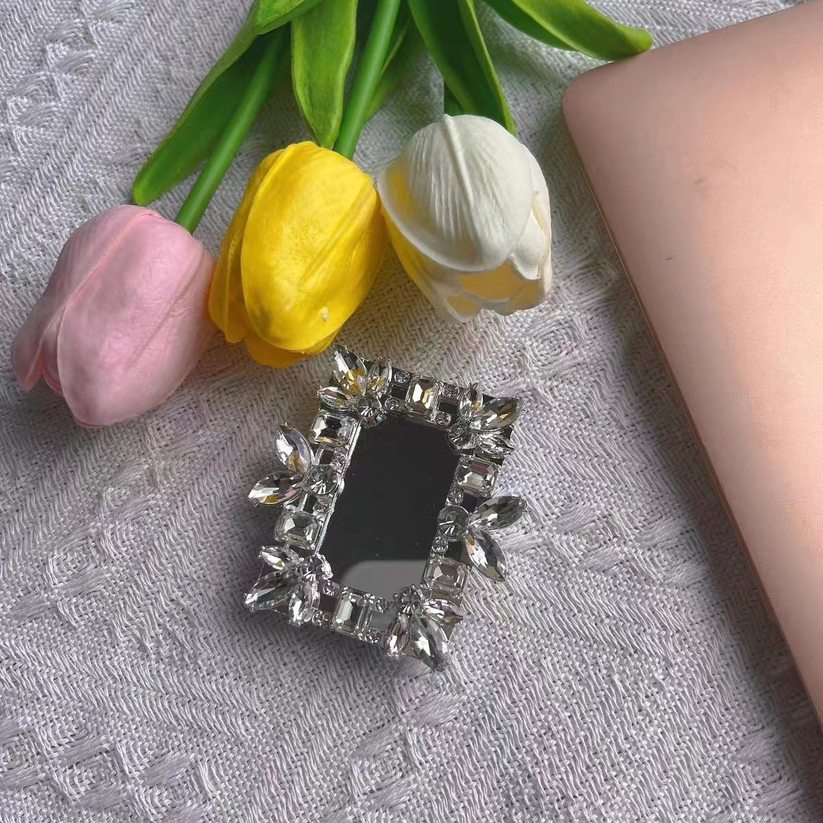 Venta al por mayor Soporte de cojín de aire para teléfono con espejo de diamante