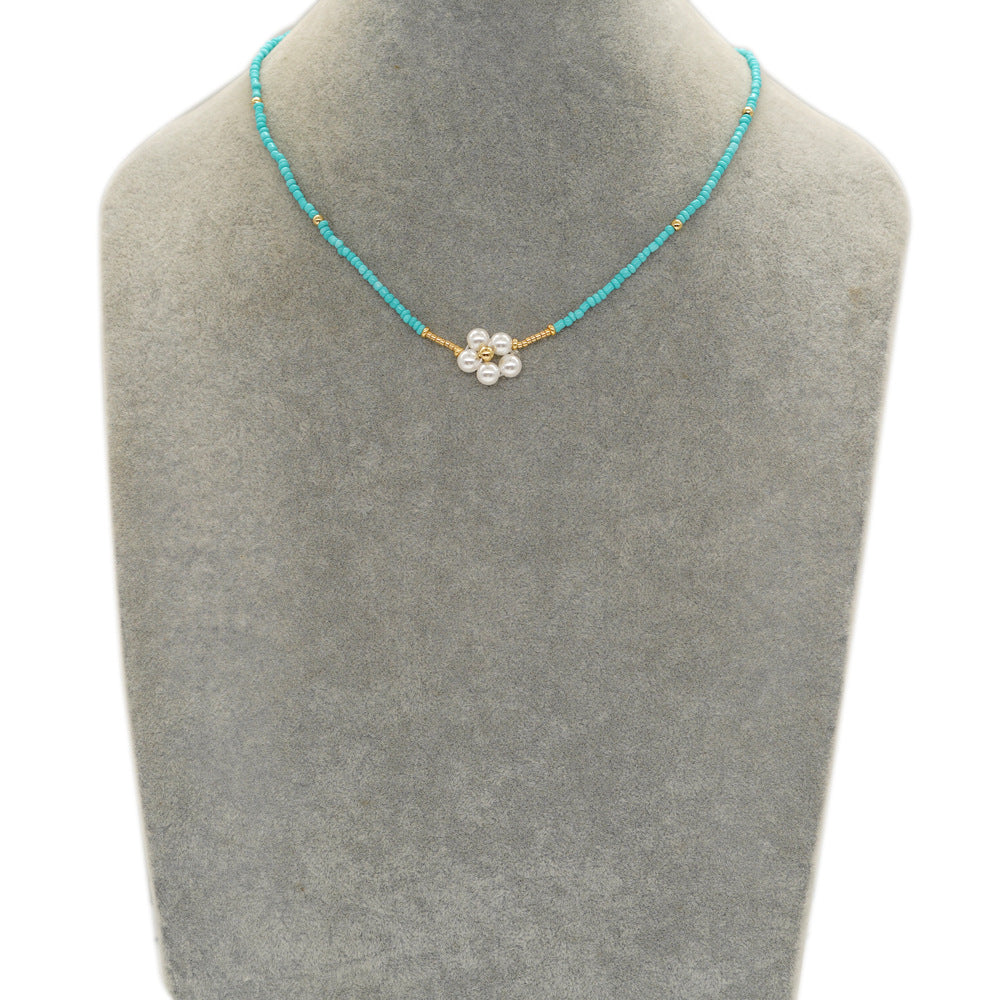 Wholesale Bohemian Seashell Pentagram Heart Daisy Imitation Pearl Necklace