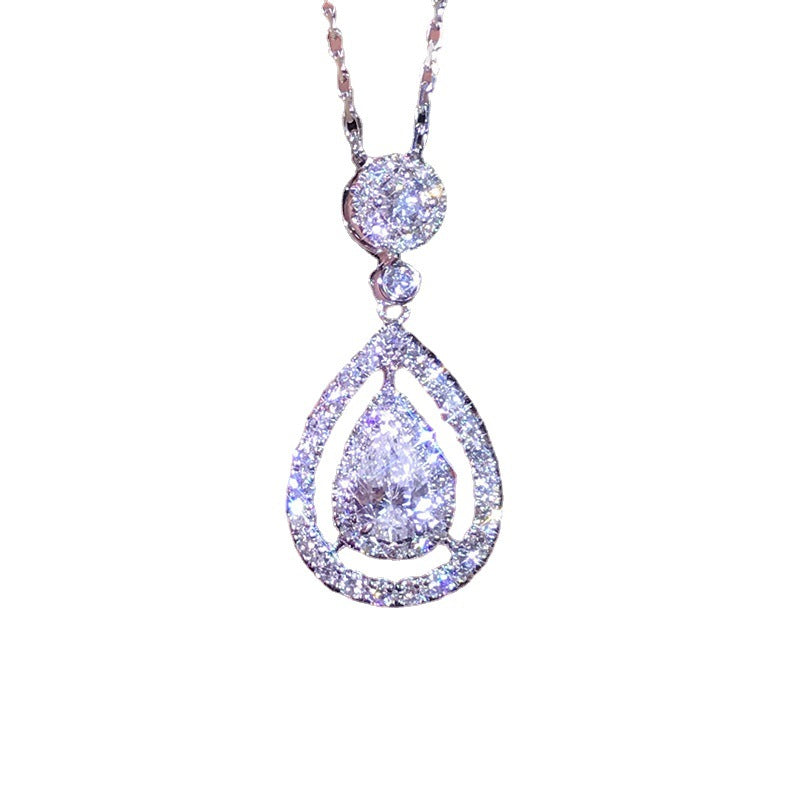 Wholesale Alloy Water Drop Pear Shaped Moissanite Pendant Necklace