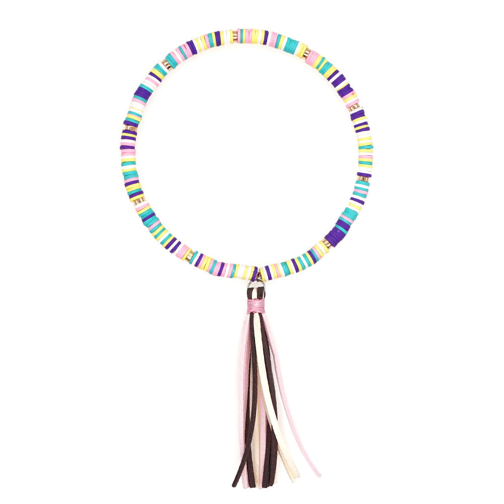 Wholesale Bohemian Clay Tassel Beaded Keychain