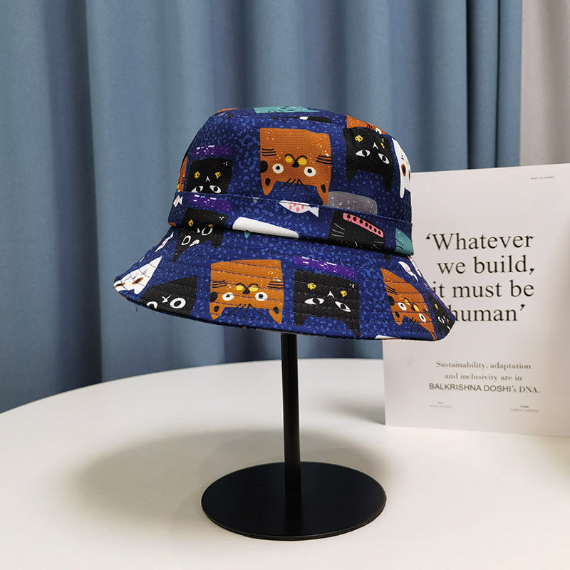 Wholesale Polyester Printed Cartoon Kitten Bucket Hat