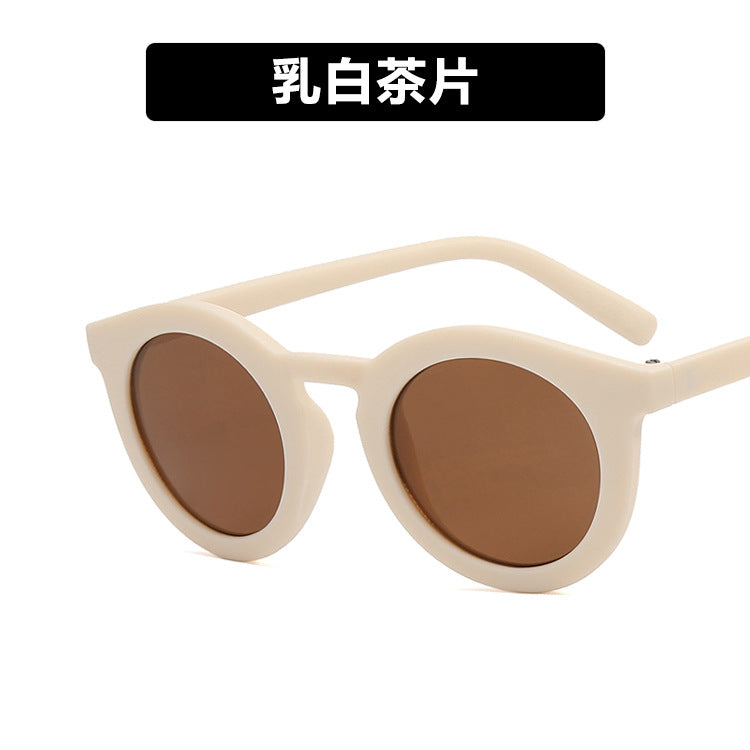 Wholesale Cream Color Kids Versatile Round Frame PC Sunglasses