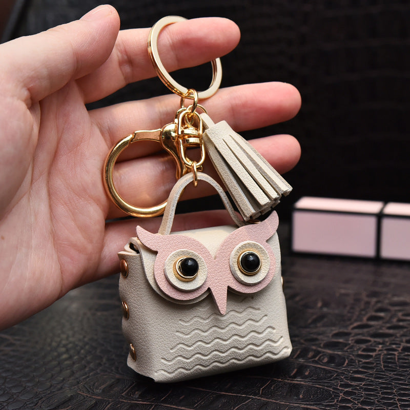 Wholesale Metal Leather Owl Coin Purse Keychain