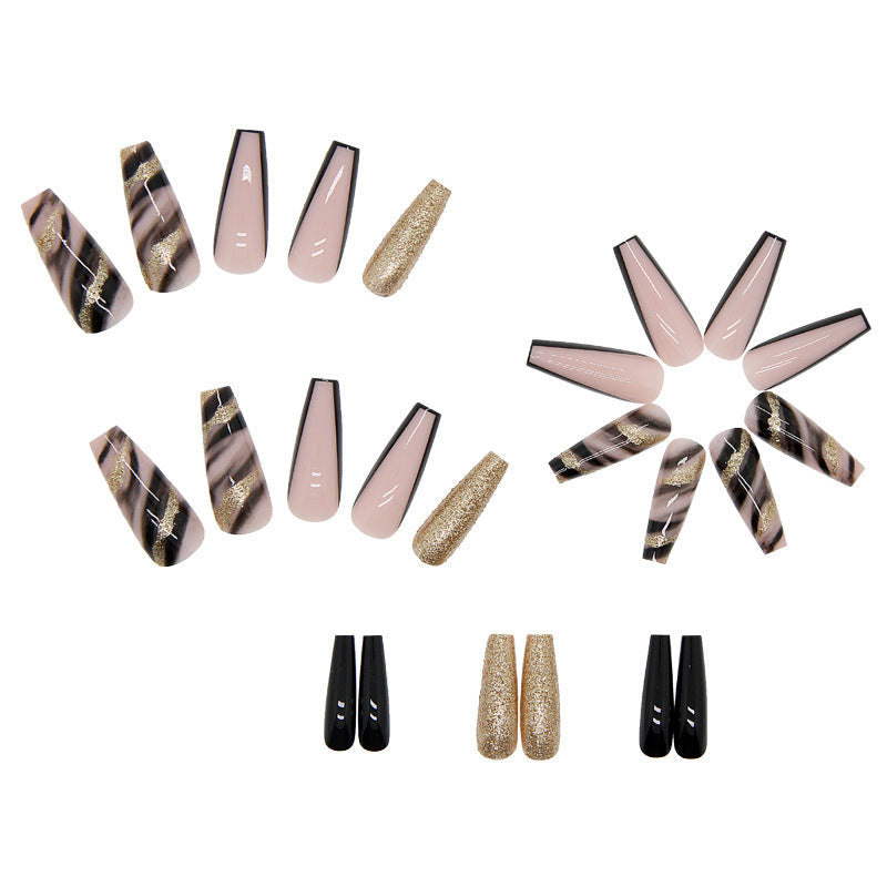 Wholesale Nail Art Wear Armor Shiny Black Gold Plastic Nail Stickers