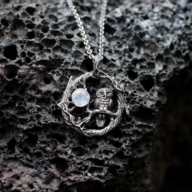 Wholesale Moonstone Owl Necklace Alloy
