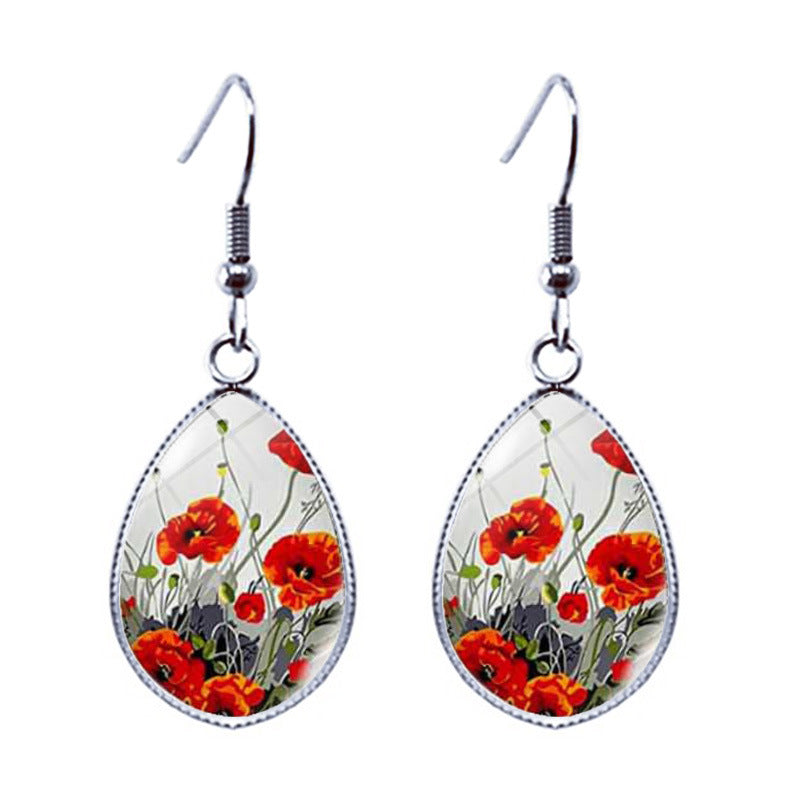 Wholesale Flowers Water Drop Glass Earrings