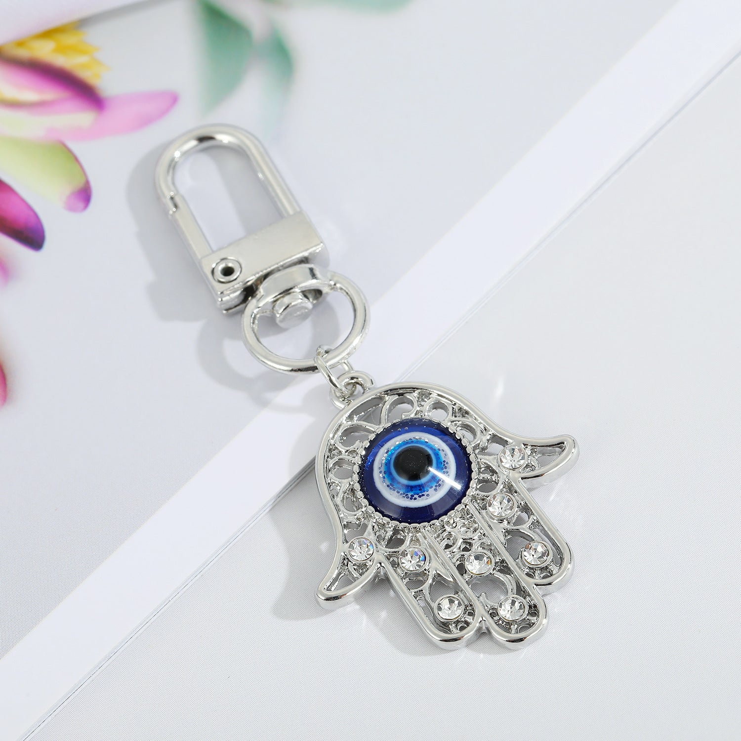 Wholesale 5PCS Devil Eye Oil Drip Keychain