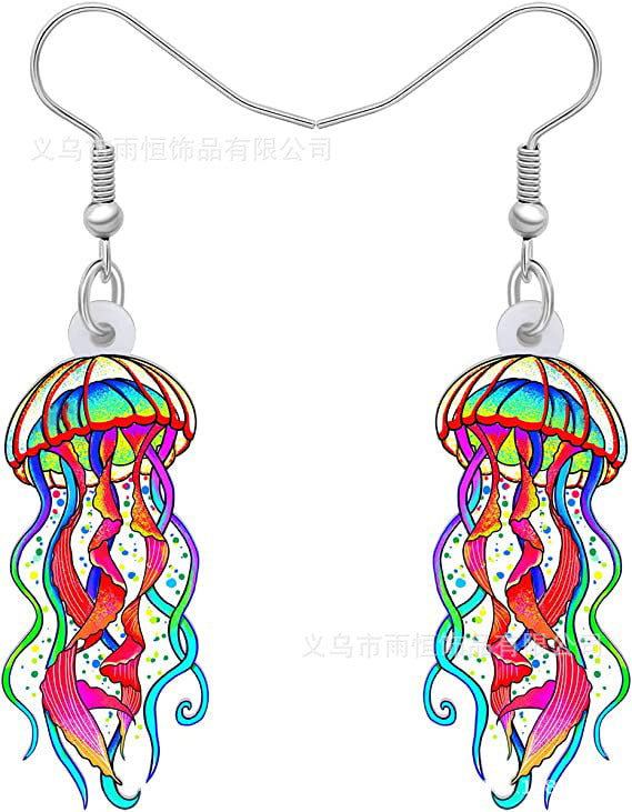Wholesale 10PCS/PAIRS Cartoon Jellyfish Acrylic Earrings