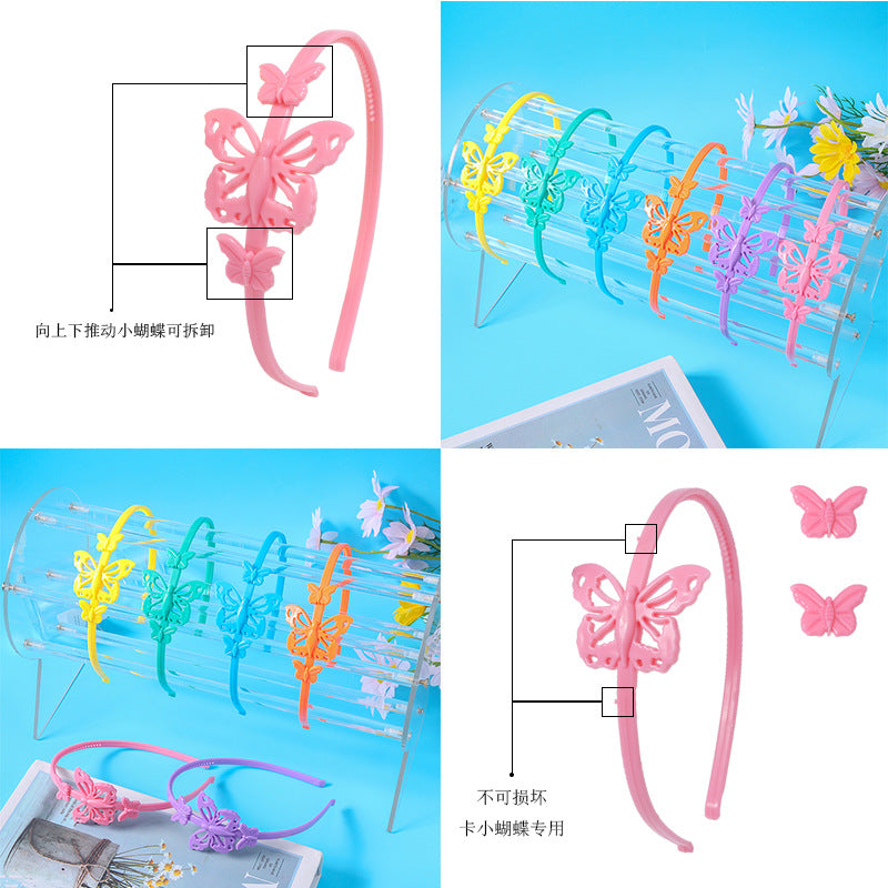 Wholesale Three-dimensional Hollow Butterfly Candy Color Headband