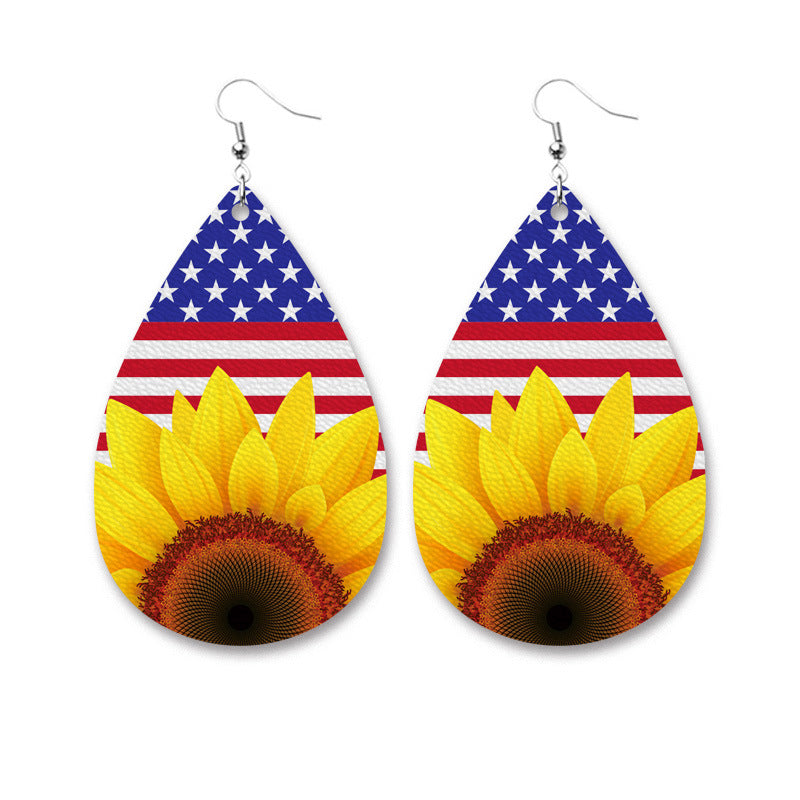 Wholesale 2 Pairs/Pack USA Independence Day Leather Earrings