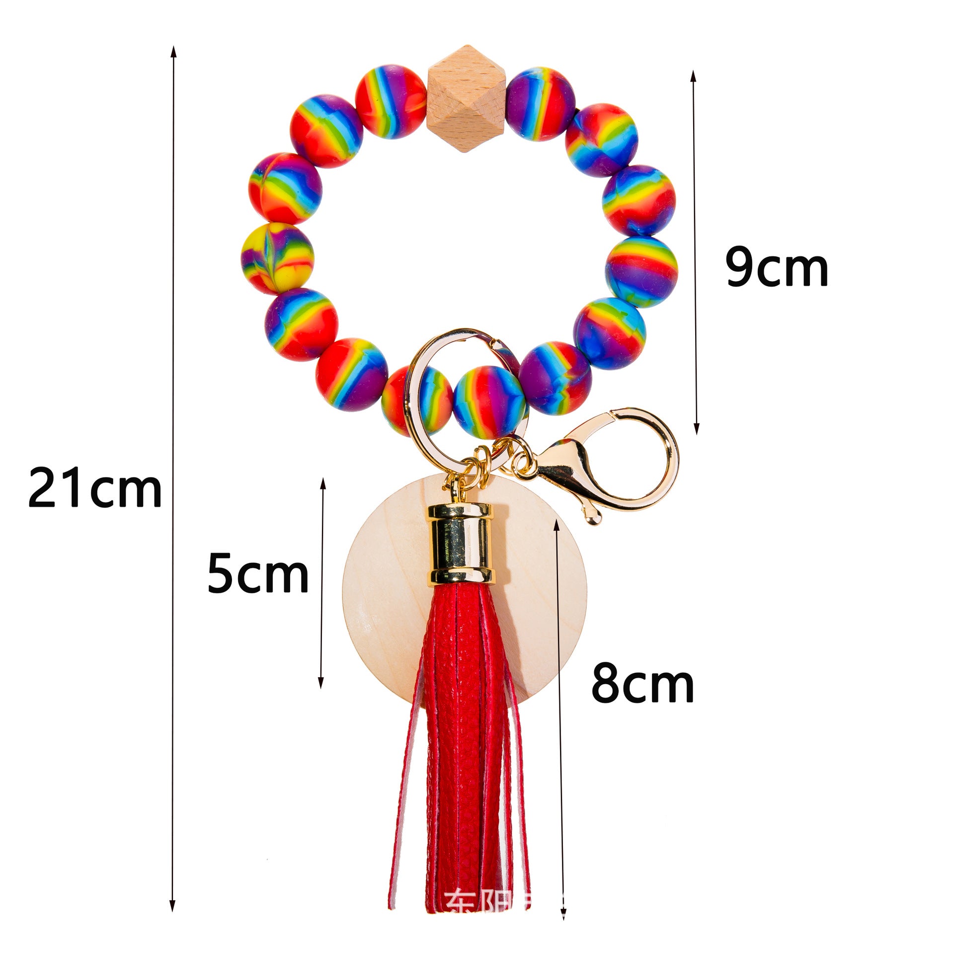 Wholesale Silicone Bead Wood Chip Bracelet Keychain